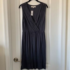 NWT LOFT Gray Deep V-Neck Sleeveless Dress Size Small